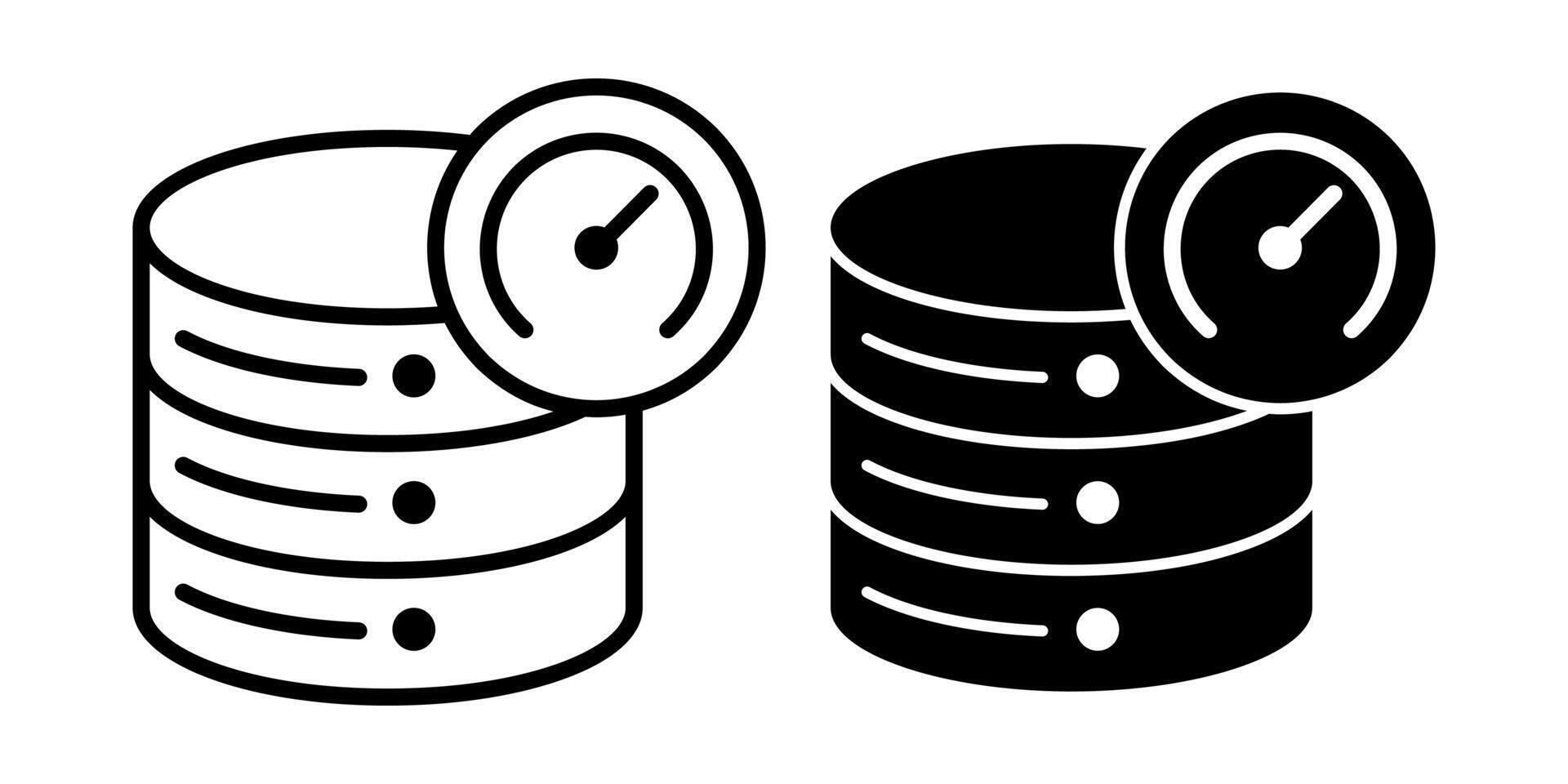 Database Speedometer Black Icon Bundle for Performance Monitoring and System Optimization Tasks vector