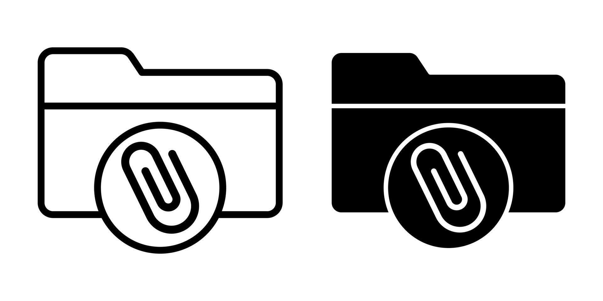 Folder Attachment Black Icon Bundle for Linked Files and Document Management vector