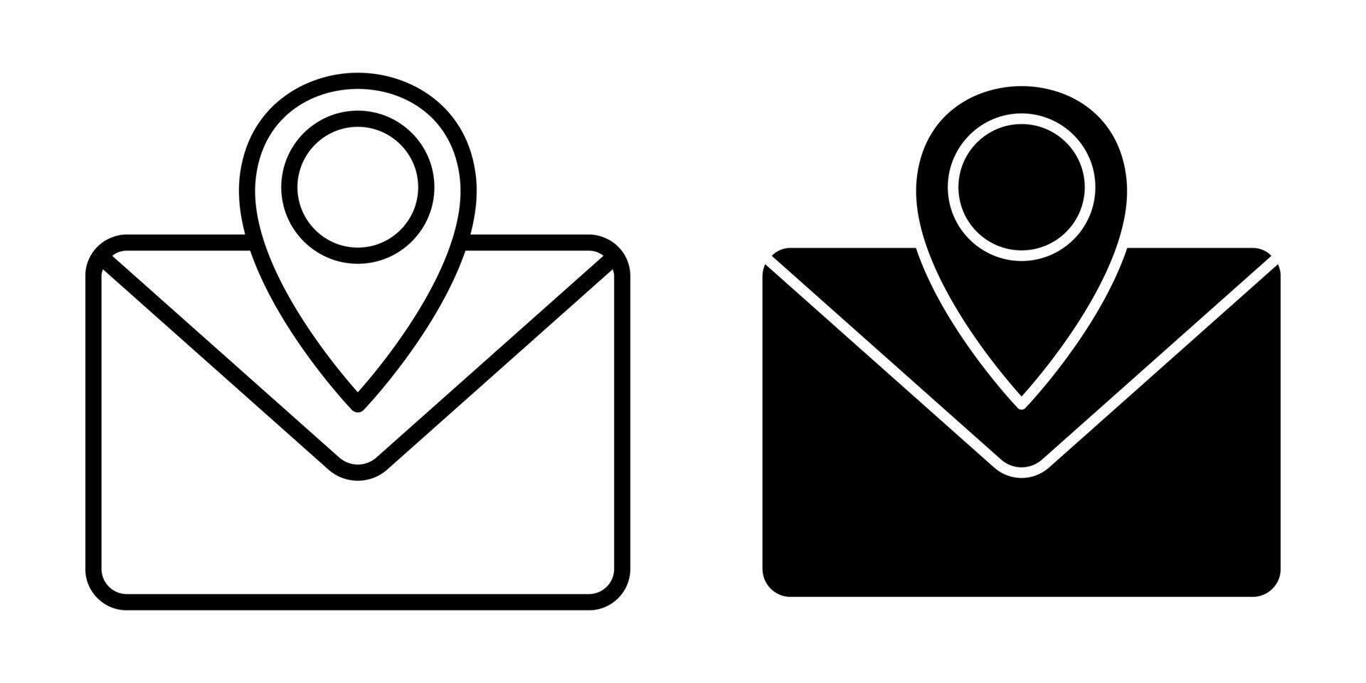 Email Location Black Icon Bundle for Geo-Based Messages and Contact Positioning vector