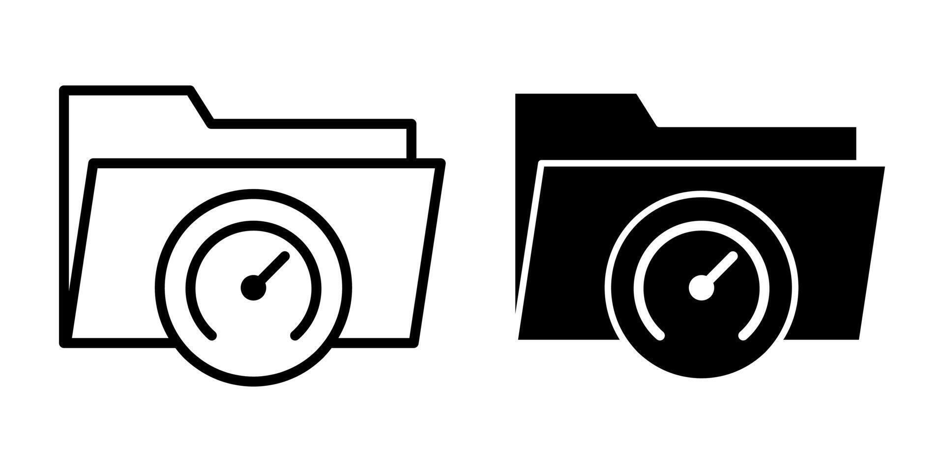 Folder Speedometer Black Icon Bundle for Performance Tracking and Fast File Operations vector