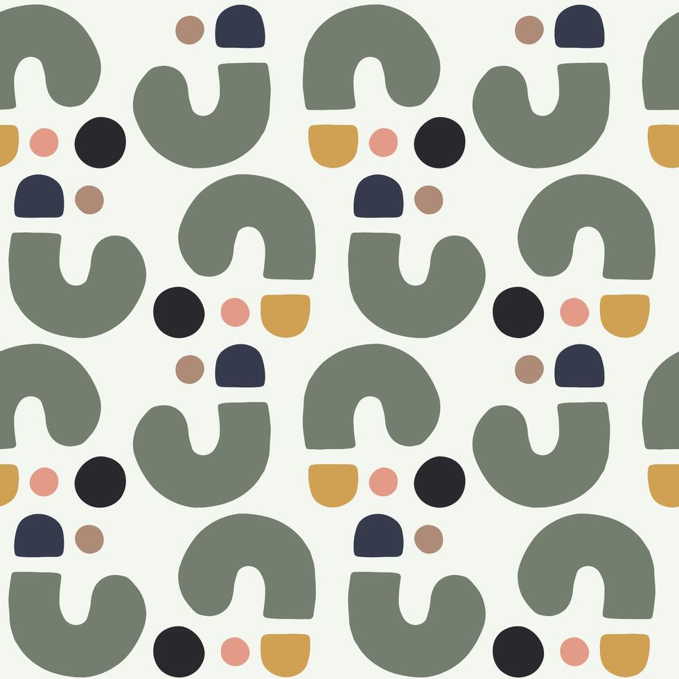 Seamless Geometric Pattern Abstract Design Sage Green Shapes vector