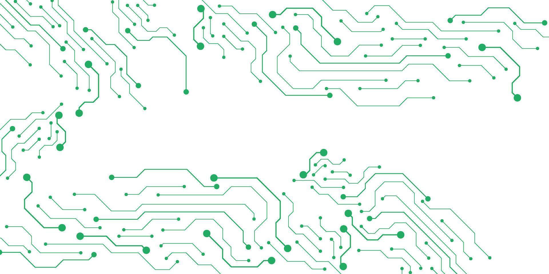 Green circuit board texture design background. Motherboard, AI technology and internet connection concept. Suitable for cover, poster, banner, header and presentation vector