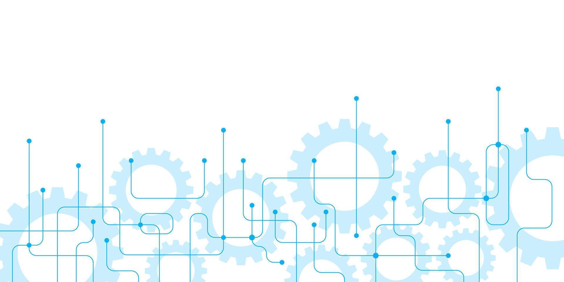 Abstract circuit board background with line connection and gears. Creative design banner for internet technology, poster, cover and web vector