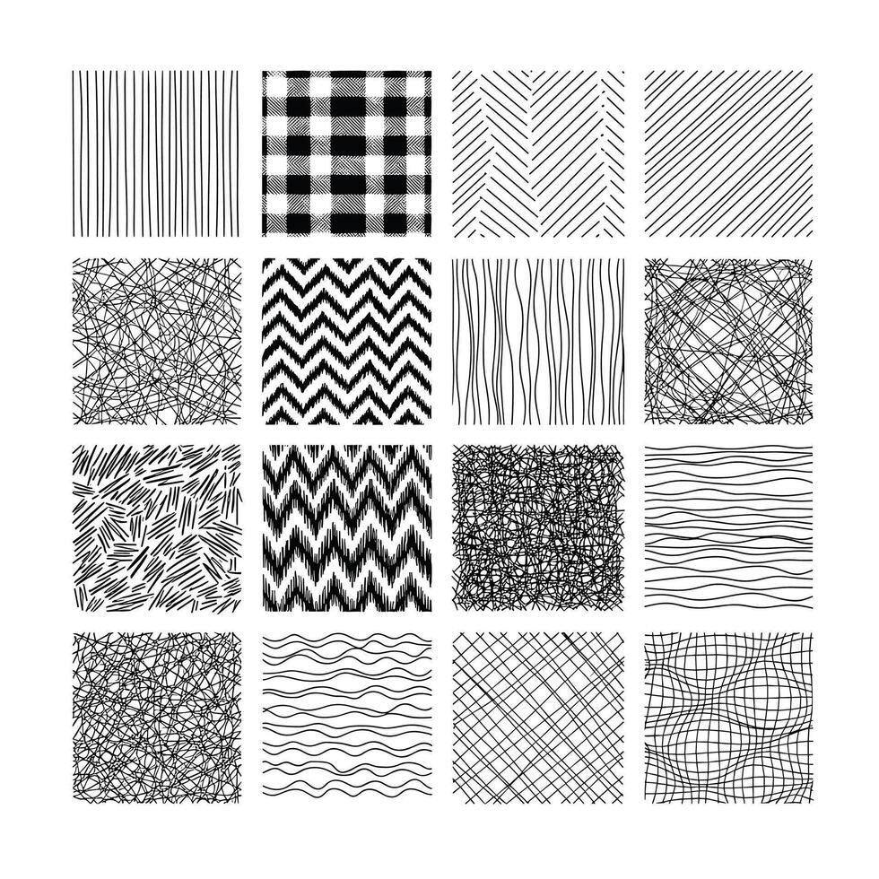 Monochrome pattern collection a variety of black and white textures and designs, isolated on for creative projects and artistic applications vector