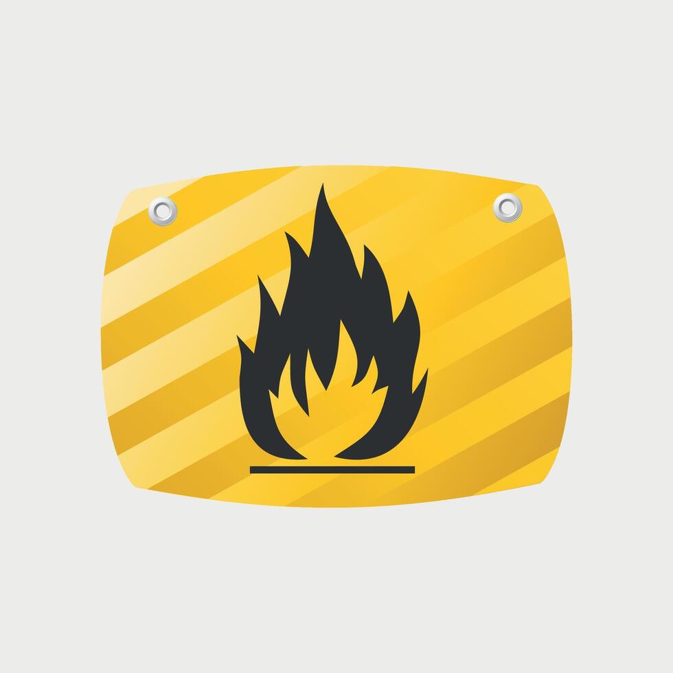 Yellow rectangular flammable sign isolated on white background vector