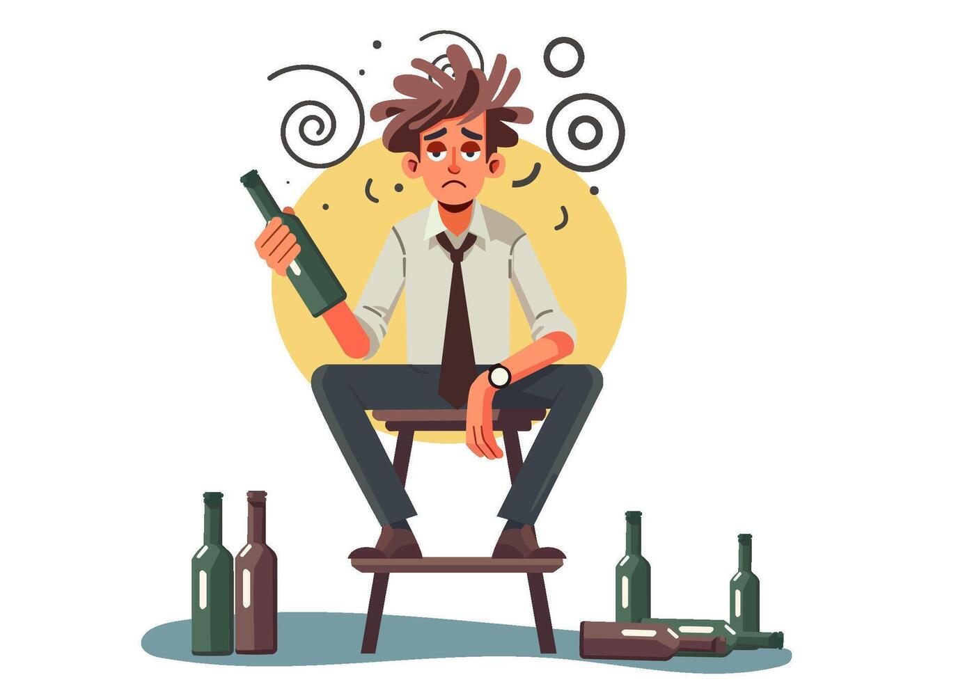 Frustrated character with empty bottles vector