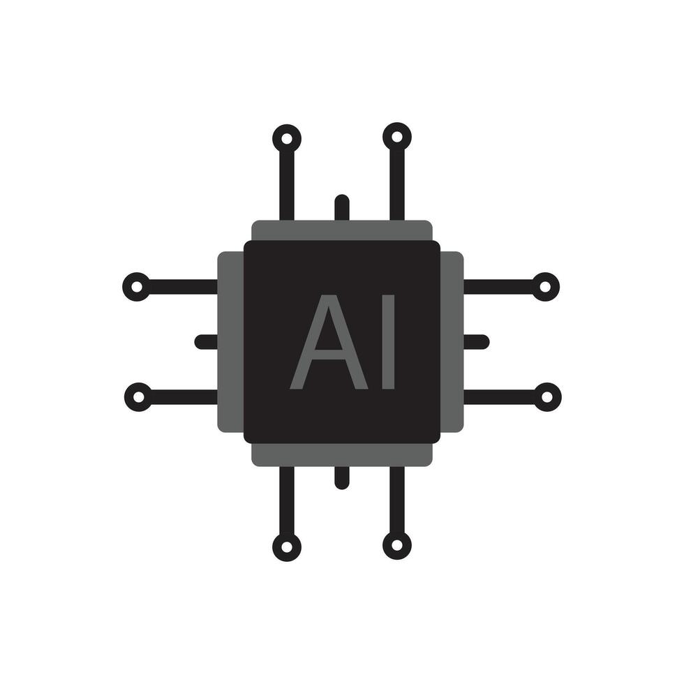 AI Chip Icon Artificial Intelligence Processor vector