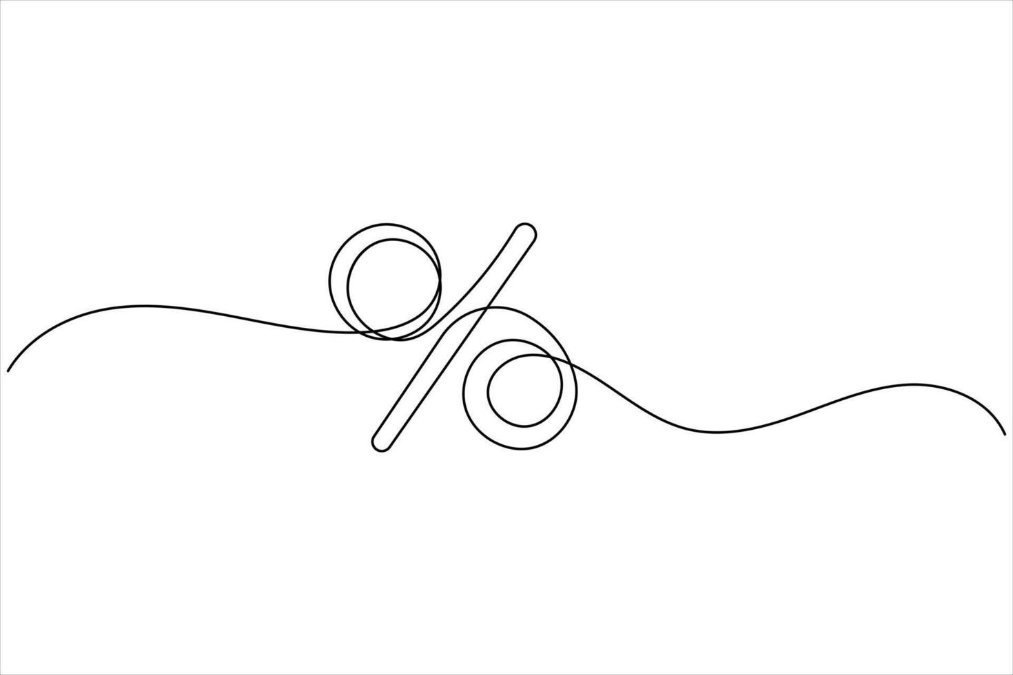 One continuous line drawing percent icon in clean smooth style vector