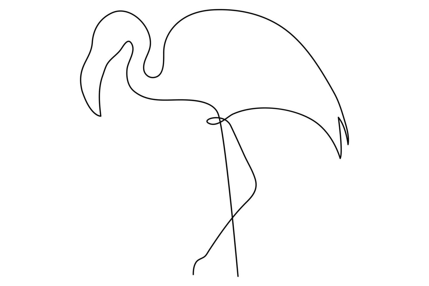 Flamingo outline illustration made with single continuous line vector