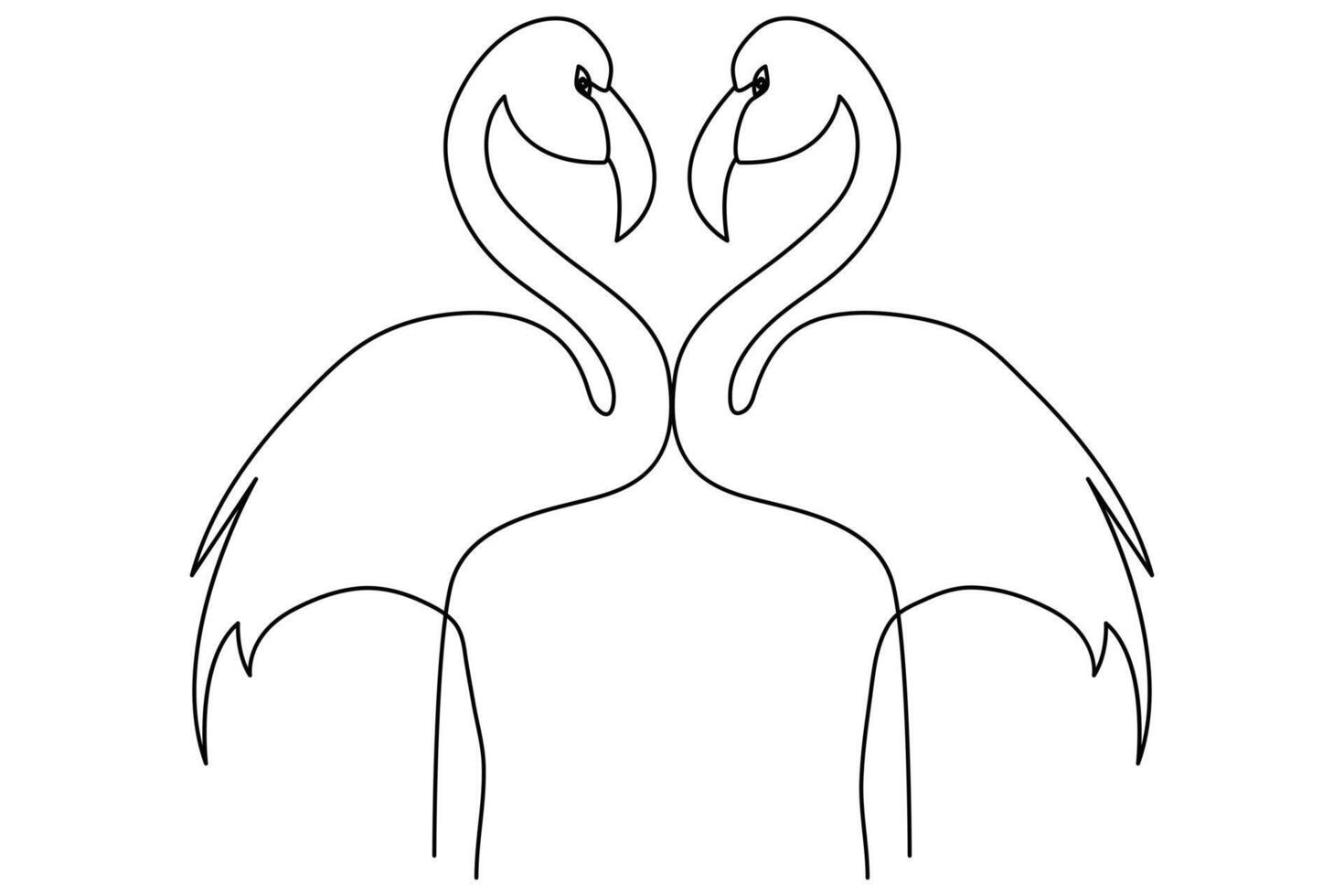 Continuous single line flamingo illustration in modern outline design vector