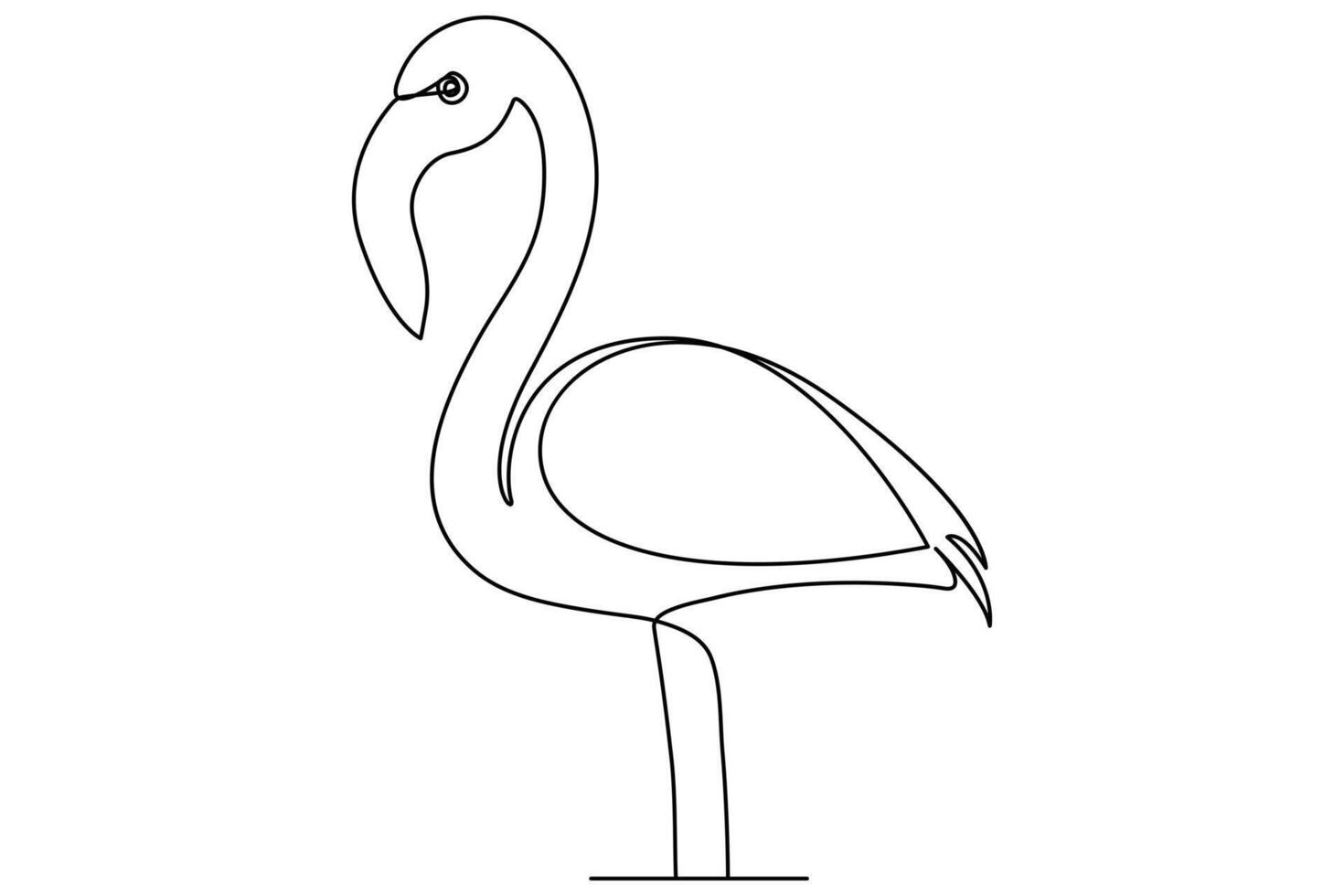Modern flamingo one line drawing in simple elegant outline form vector