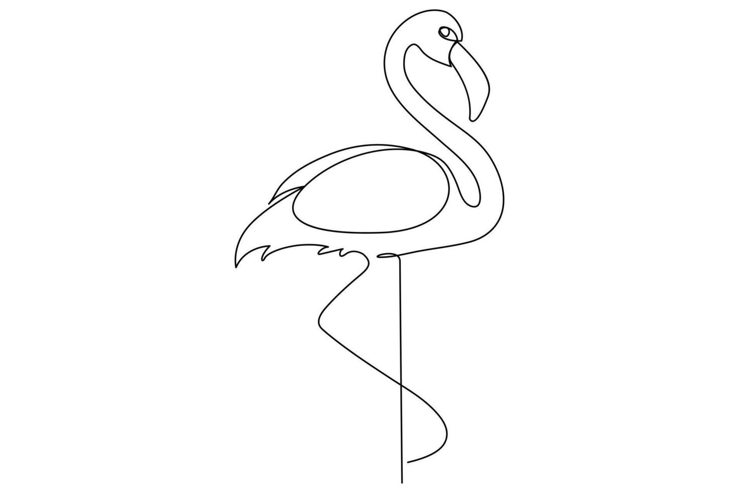 Flamingo outline art created through smooth continuous one line style vector