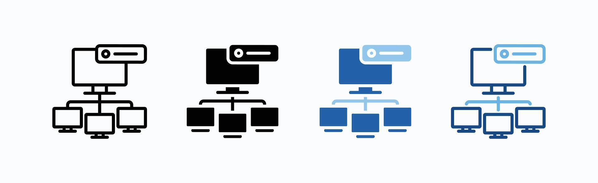 computadora red icono sábana múltiple estilo vector