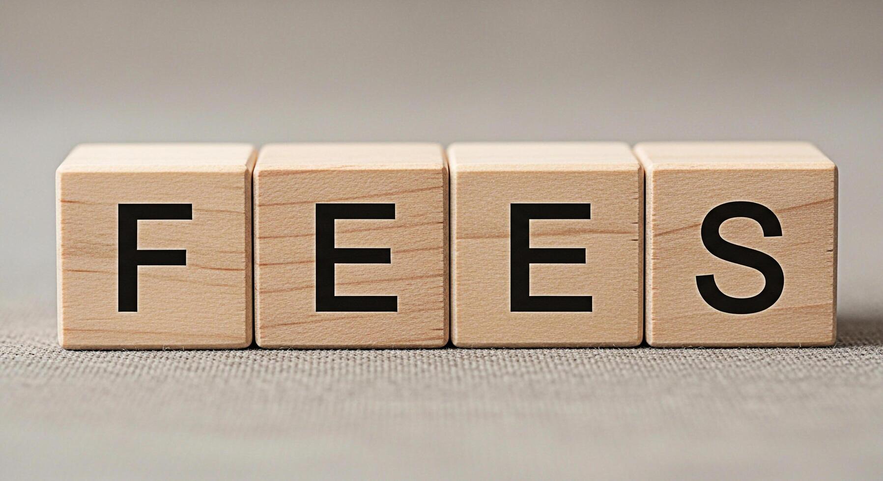 Wooden blocks displaying the word FEES on a gray surface representing financial obligations and costs creating a serious and informative atmosphere for business and personal finance discussions photo