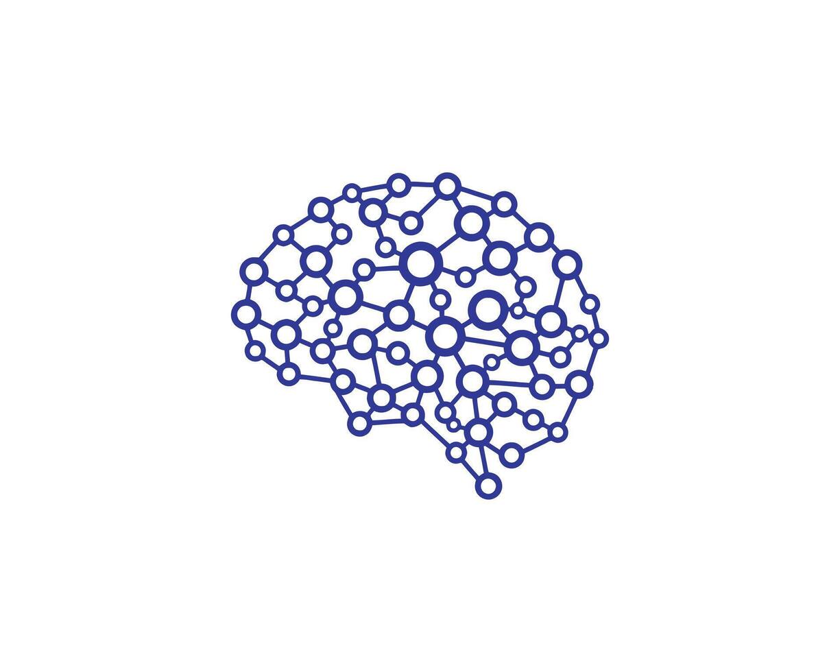 Abstract brain network isolated on white background, representing connectivity, artificial intelligence, and technological advancement in neurology vector