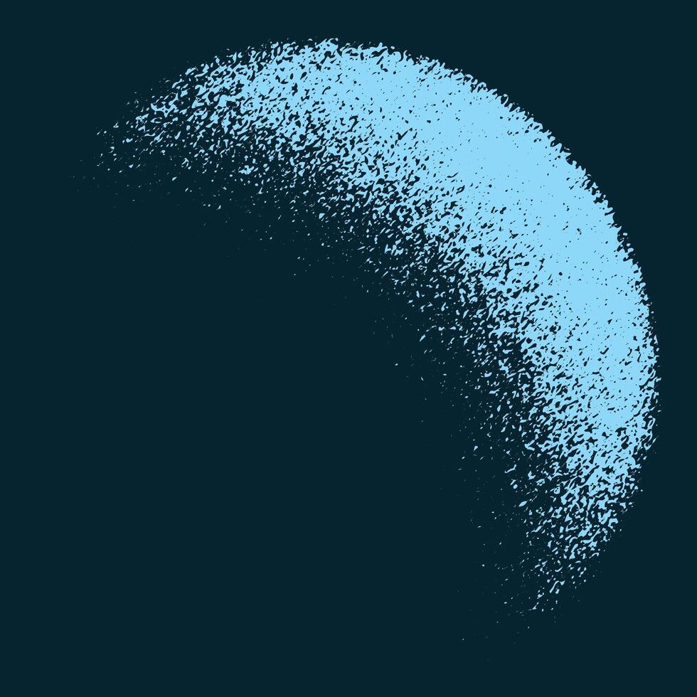 Textured grain Halftone crescent Moon Shape, Abstract Grainy Blue Gradient Circular Design for Modern Artwork. vector