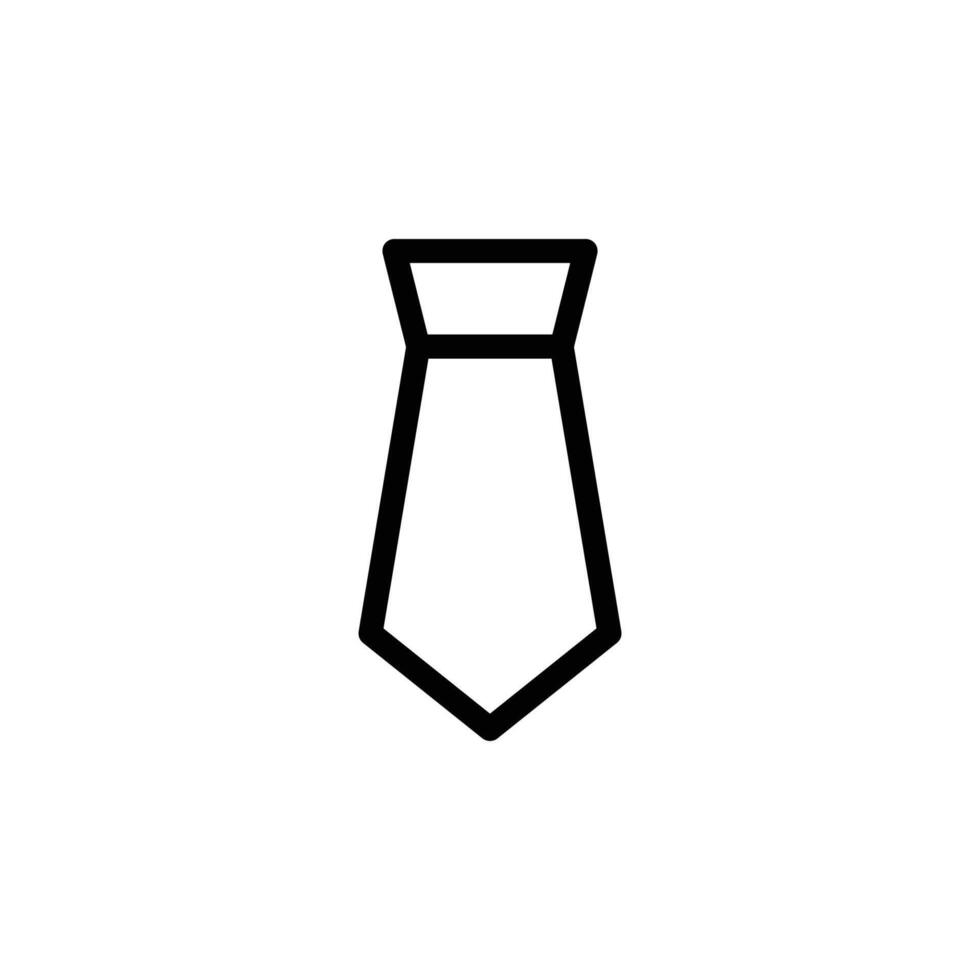 A minimalist black and white line drawing of a necktie, presented on a plain white background. Business and Management single line icon UI design. vector