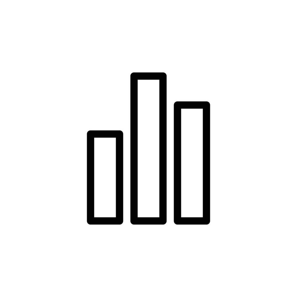 A minimalist icon featuring three vertical bars of increasing height, symbolizing data, statistics, and progress. Business and Management single line icon UI design. vector