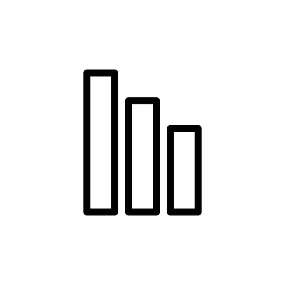 A minimalist icon featuring three vertical bars of decreasing height, symbolizing a downward trend or reduction. Business and Management single line icon UI design. vector