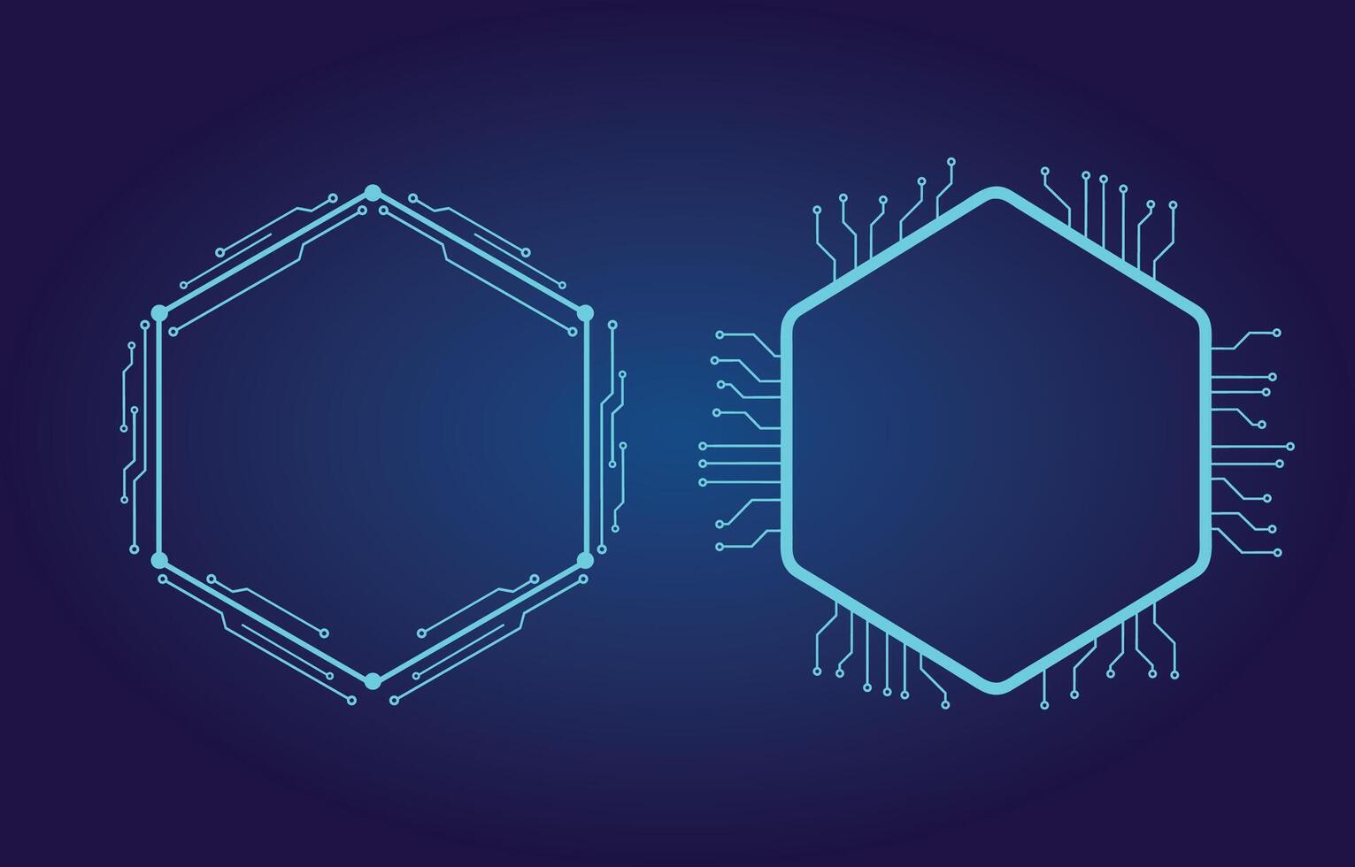 Futuristic Circuit Frame, Tech Hexagon Digital Interface Design vector