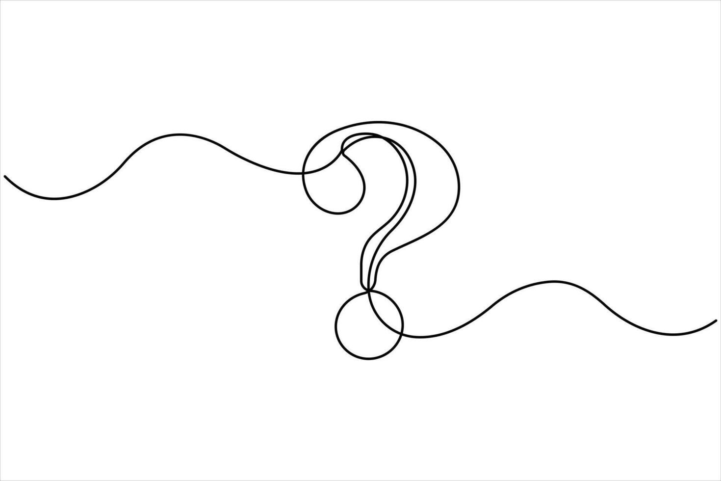 One continuous line art drawing of icon style question mark vector