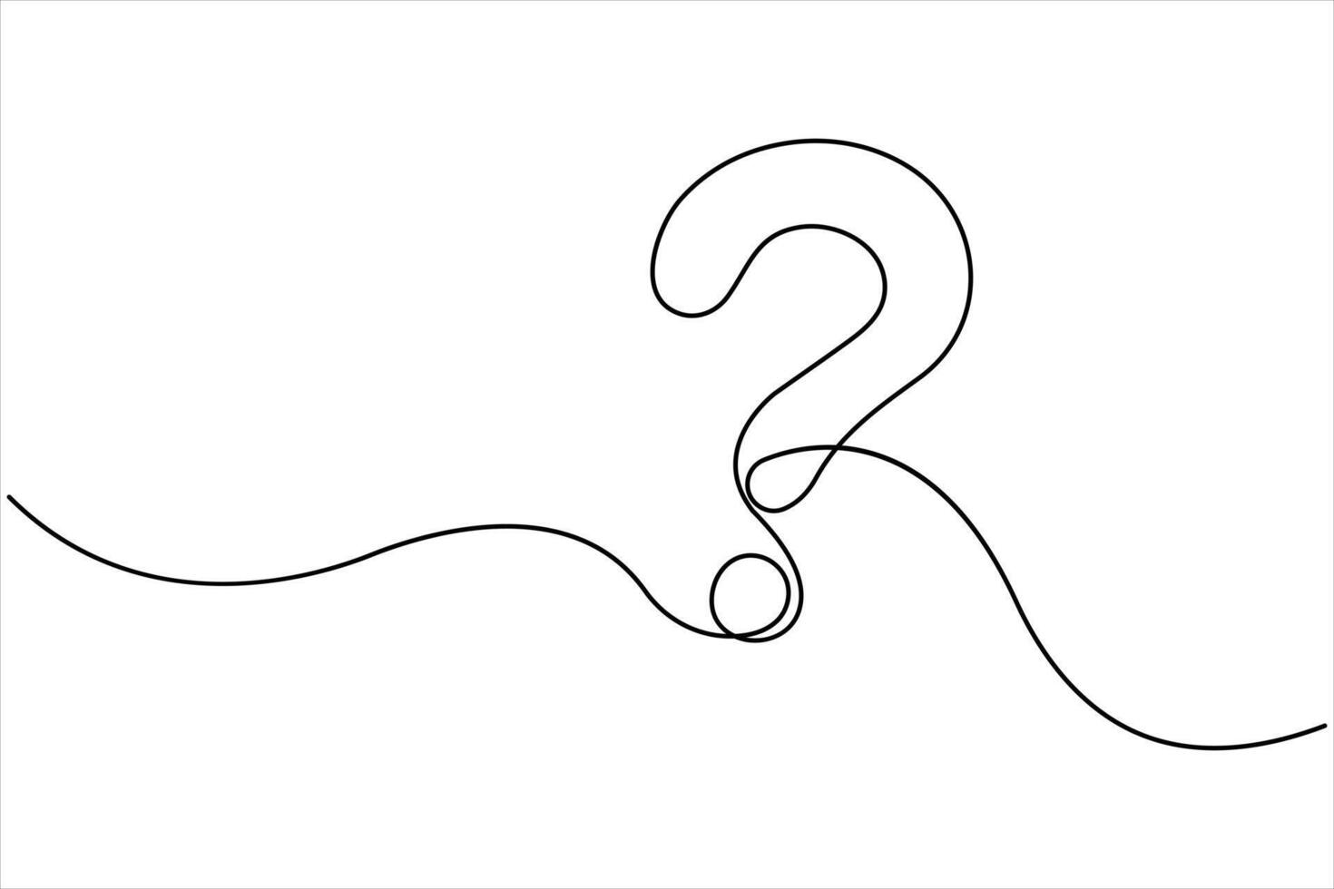 Question mark linear white background. One continuous line art drawing of a question mark vector