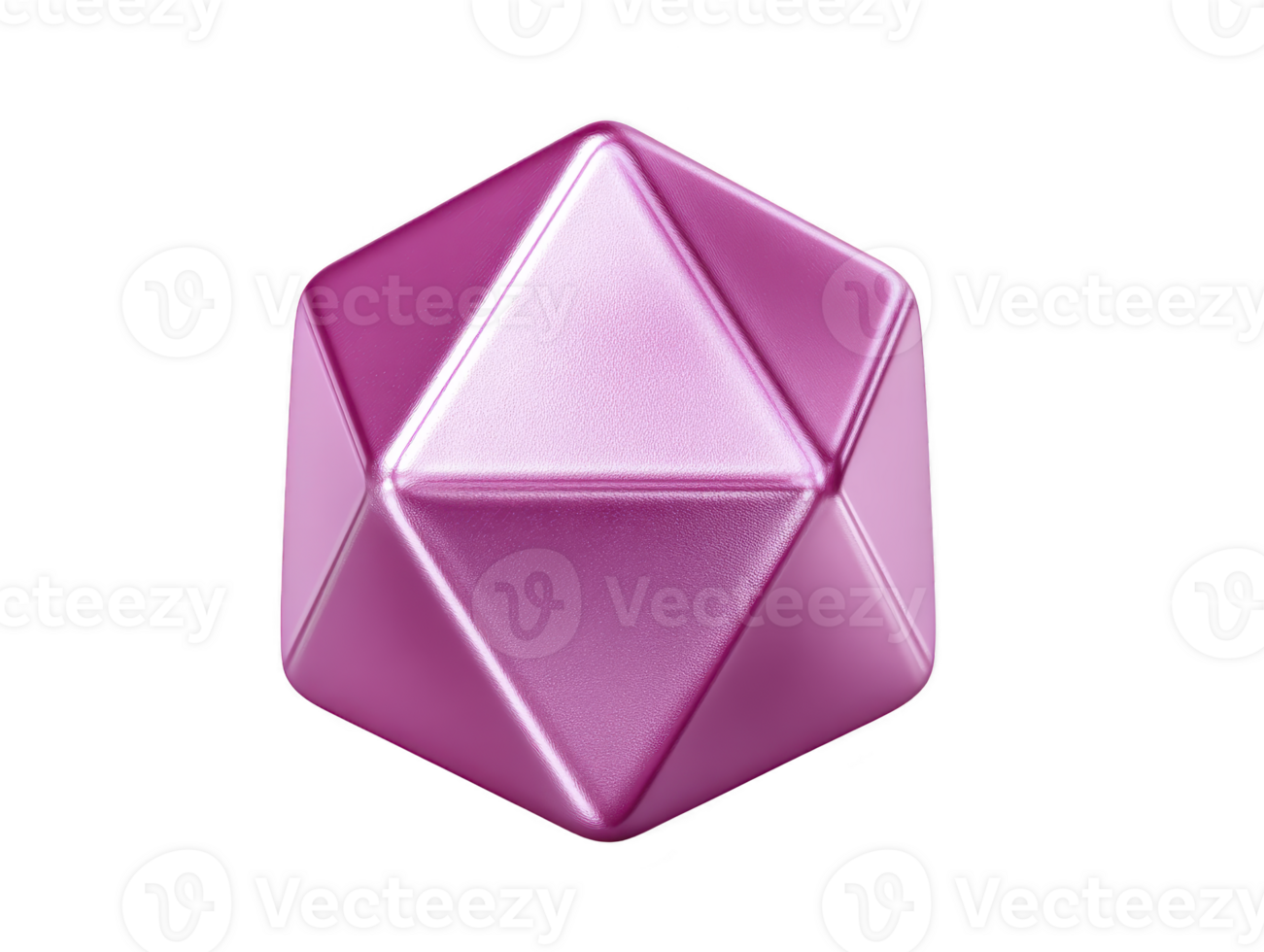 Shiny pink geometric polyhedron metallic surface isolated on transparency background modern abstract shape 3D rendering futuristic design clean lines minimal style creative object png