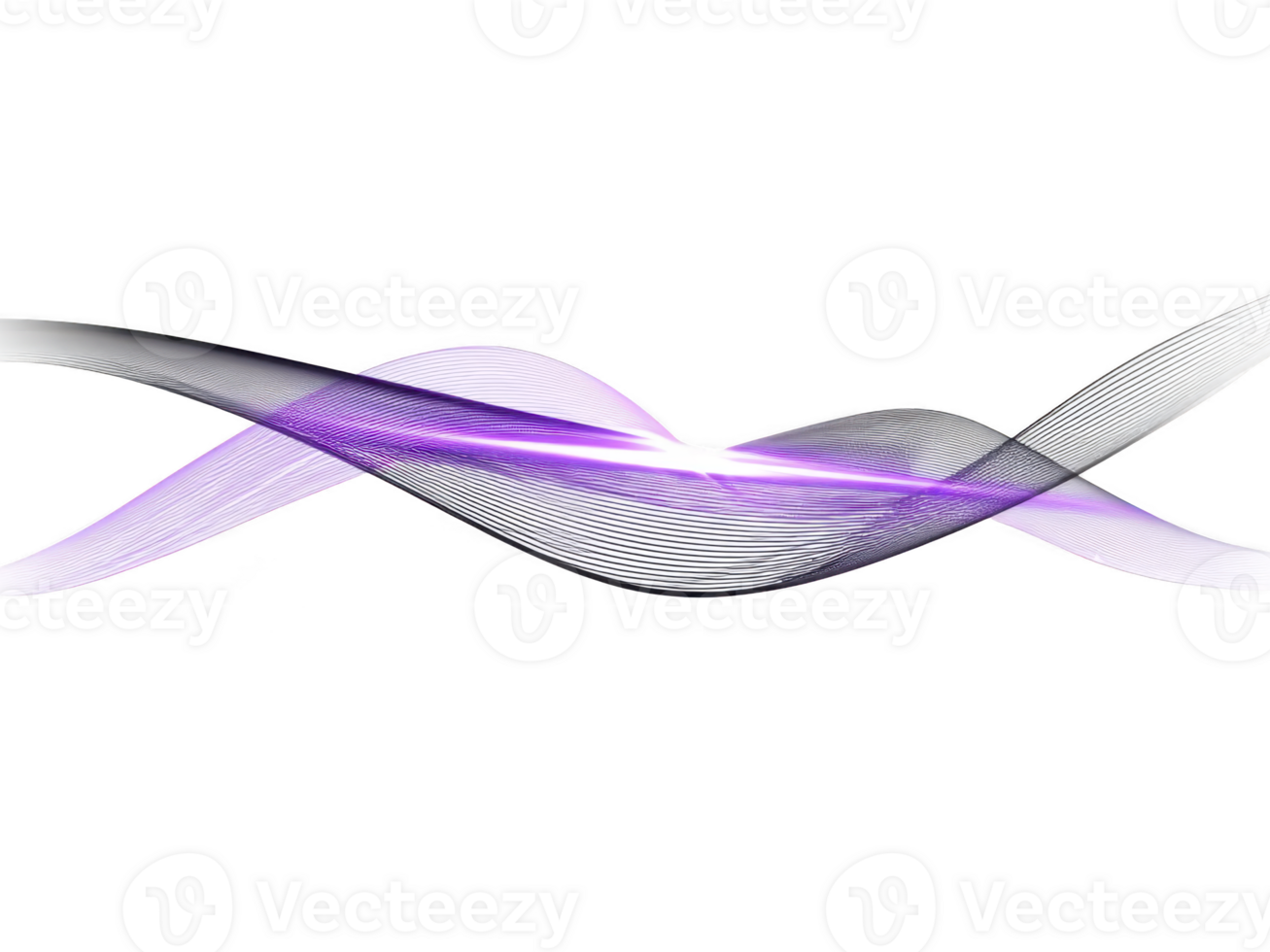 Abstract wave with purple and black gradient lines, modern digital art, smooth flowing curves, dynamic motion, futuristic and elegant design, isolated on transparency background png