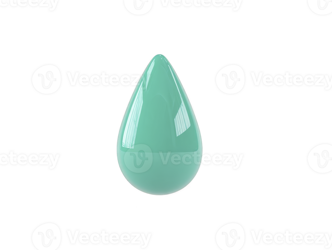 Glossy turquoise egg shaped object with smooth surface isolated on transparency background modern minimal design reflective clean simple abstract elegant creative decorative png