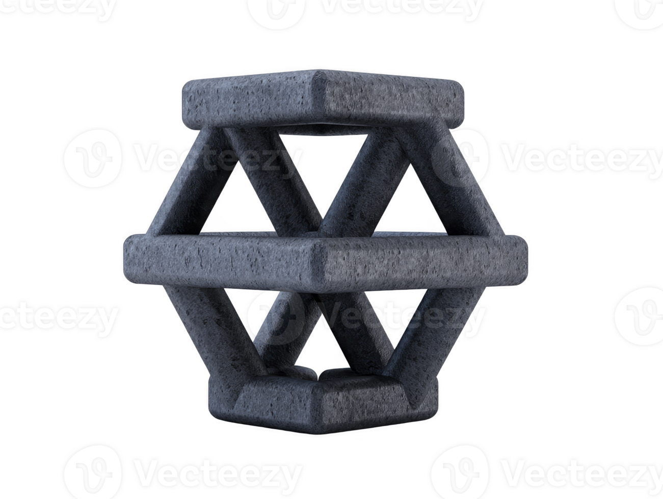 hexagonal géométrique structure avec moderne, industriel style, avec foncé pierre texture et ouvert cadre, adapté pour architectural conception ou 3d la modélisation inspiration png