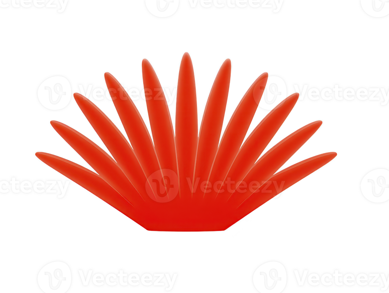 Red abstract fan shape symmetrical design isolated on transparent background modern minimal style vibrant color creative geometric pattern decorative element energetic and dynamic visual png