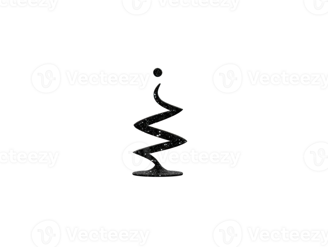 Abstract black zigzag line with dot above, minimalist design on transparent background, modern art symbol, simple geometric shape, creative and unique, suitable for logo or icon use png