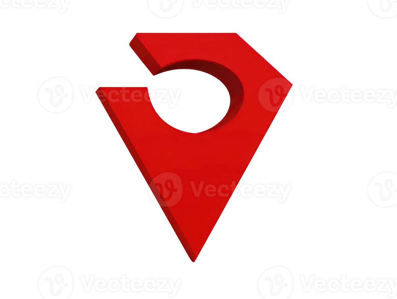 Red geometric shape modern abstract design 3D polygon isolated on transparency background bold color creative symbol minimal style dynamic sharp edge contemporary art png