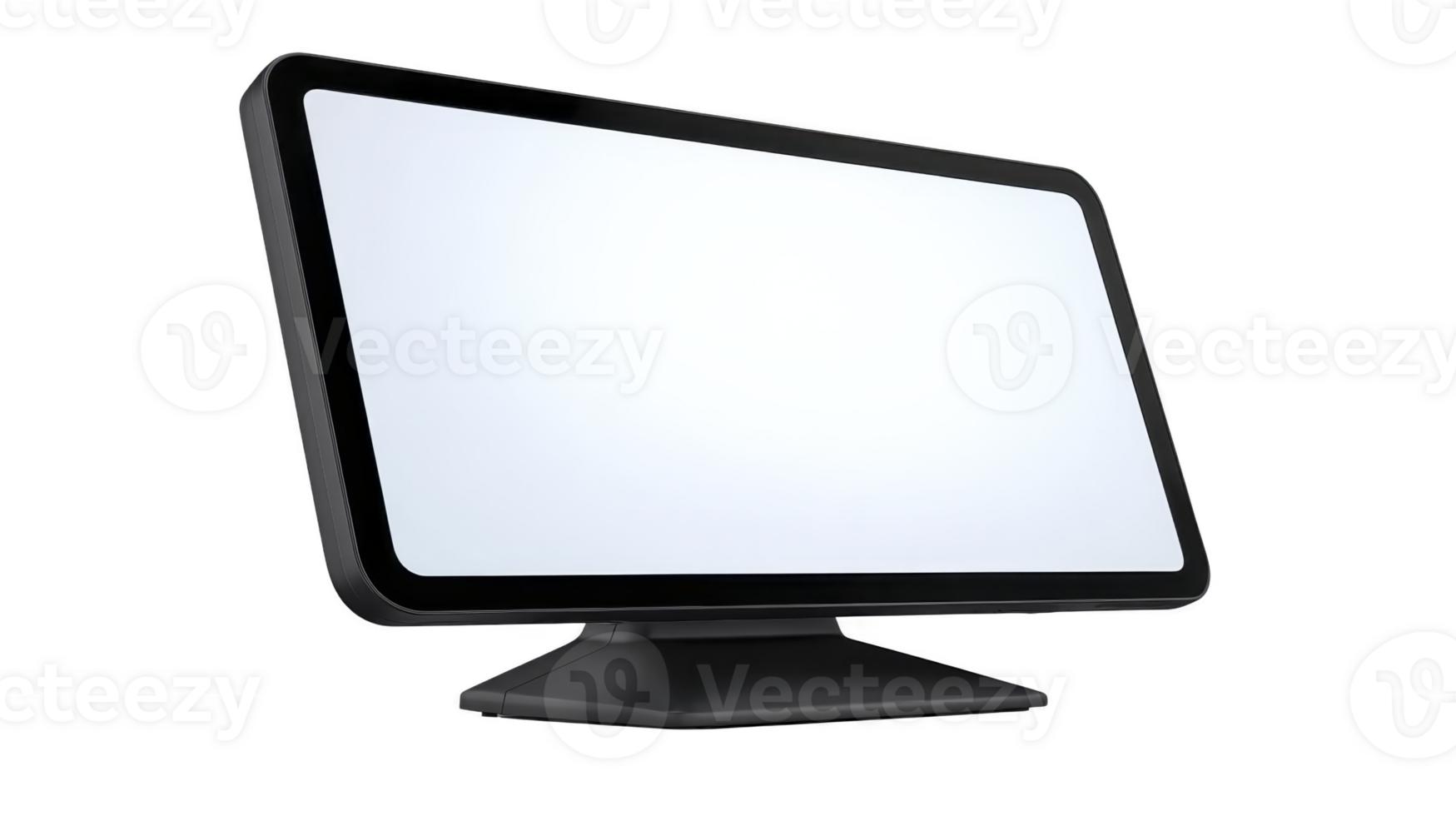 Modern computer monitor with black frame, widescreen display, and sleek design, suitable for office, home, or gaming setup, isolated on transparent background png