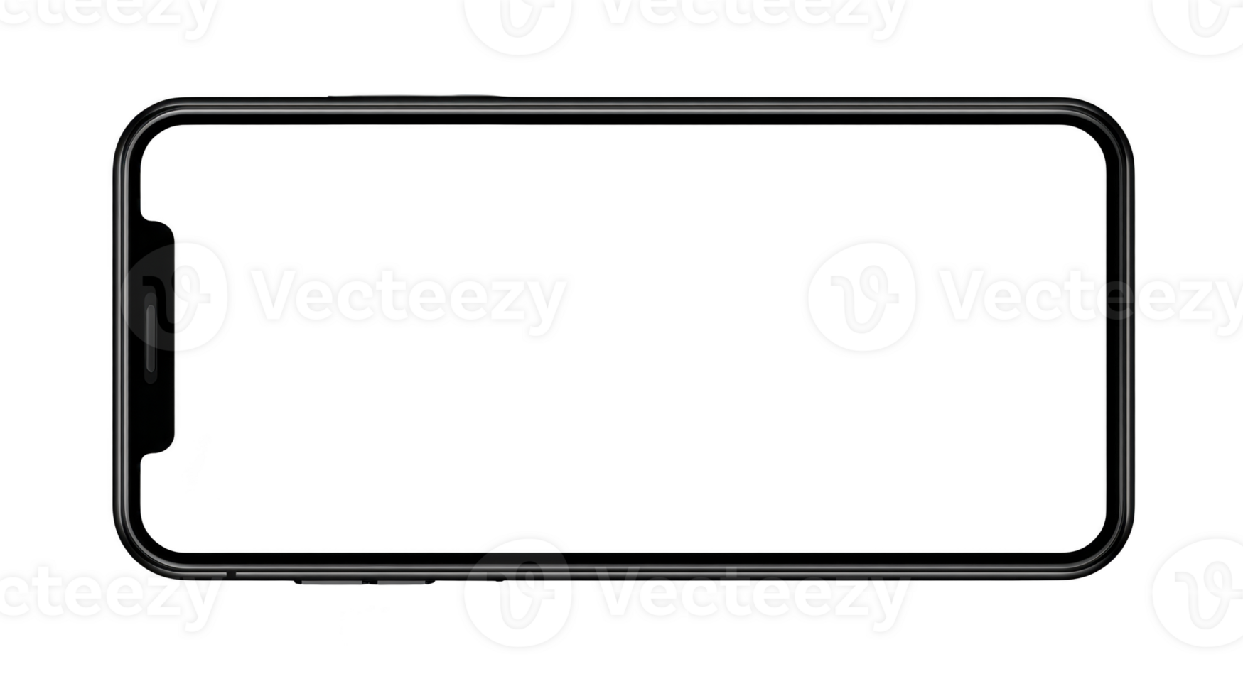 Smartphone frame black horizontal blank screen modern digital device technology isolated template empty display mobile touch screen minimal sleek contemporary portable communication gadget png