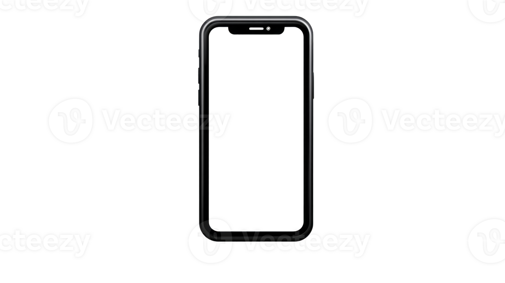Black smartphone frame modern mobile device isolated on transparent background minimal design technology concept empty screen digital communication sleek and contemporary style png