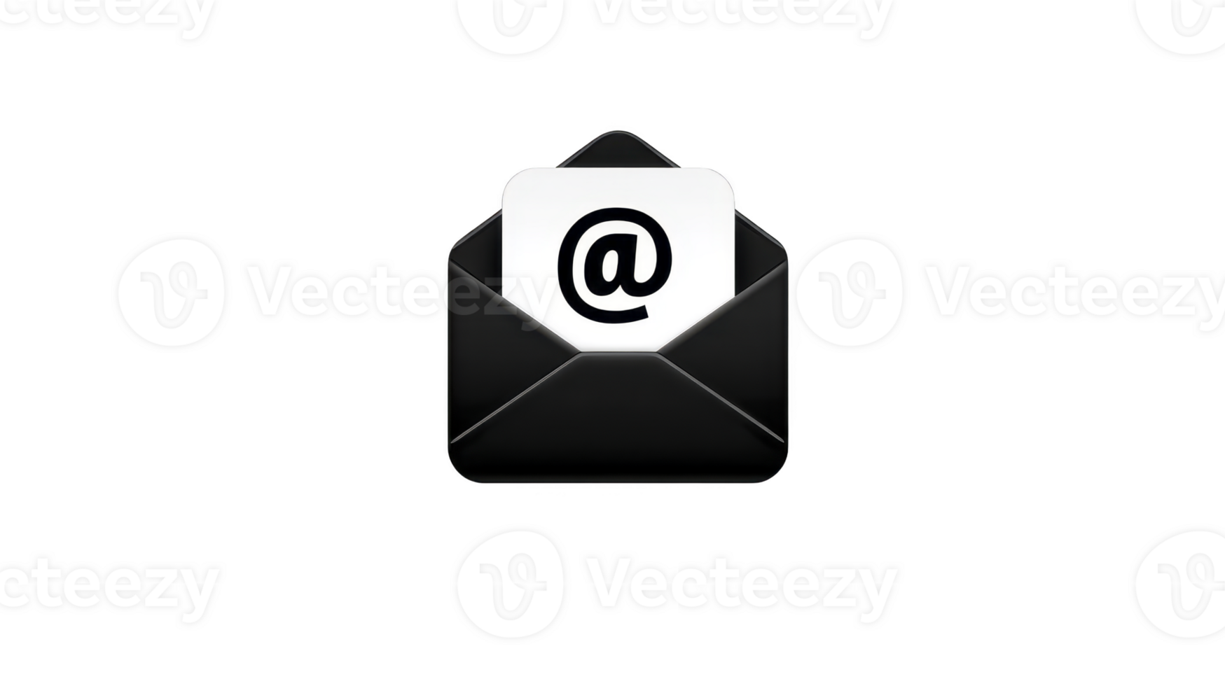 Email symbol envelope black communication digital icon isolated transparency background message mail contact Modern black envelope with email symbol icon representing digital communication png