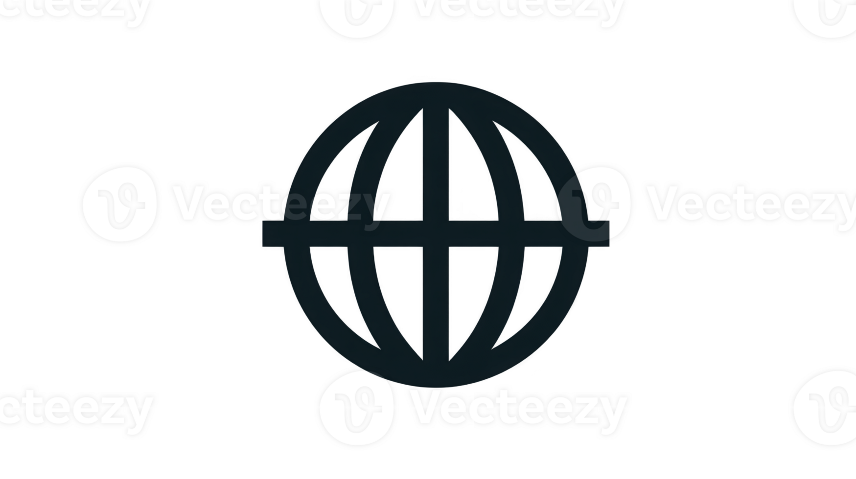 Globe icon black outline simple design isolated on transparency background symbolizing global connection internet worldwide communication and international network png