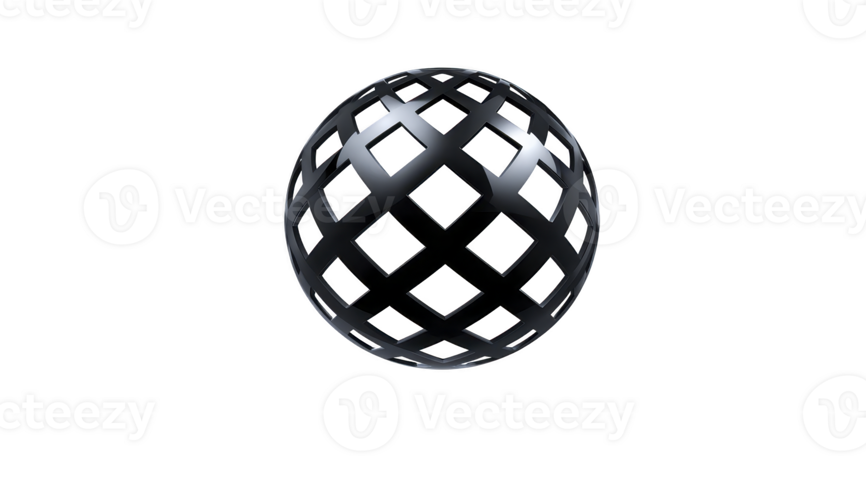 Metallic sphere geometric pattern 3D rendering transparency background modern abstract design shiny surface futuristic style digital art isolated object elegant minimalism png