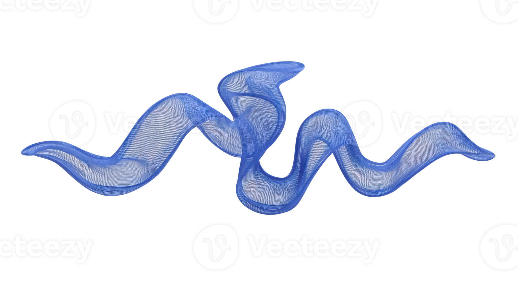 Blue abstract wave flowing ribbon dynamic movement transparent texture modern design isolated on transparency background creative art elegant curve digital illustration smooth line png