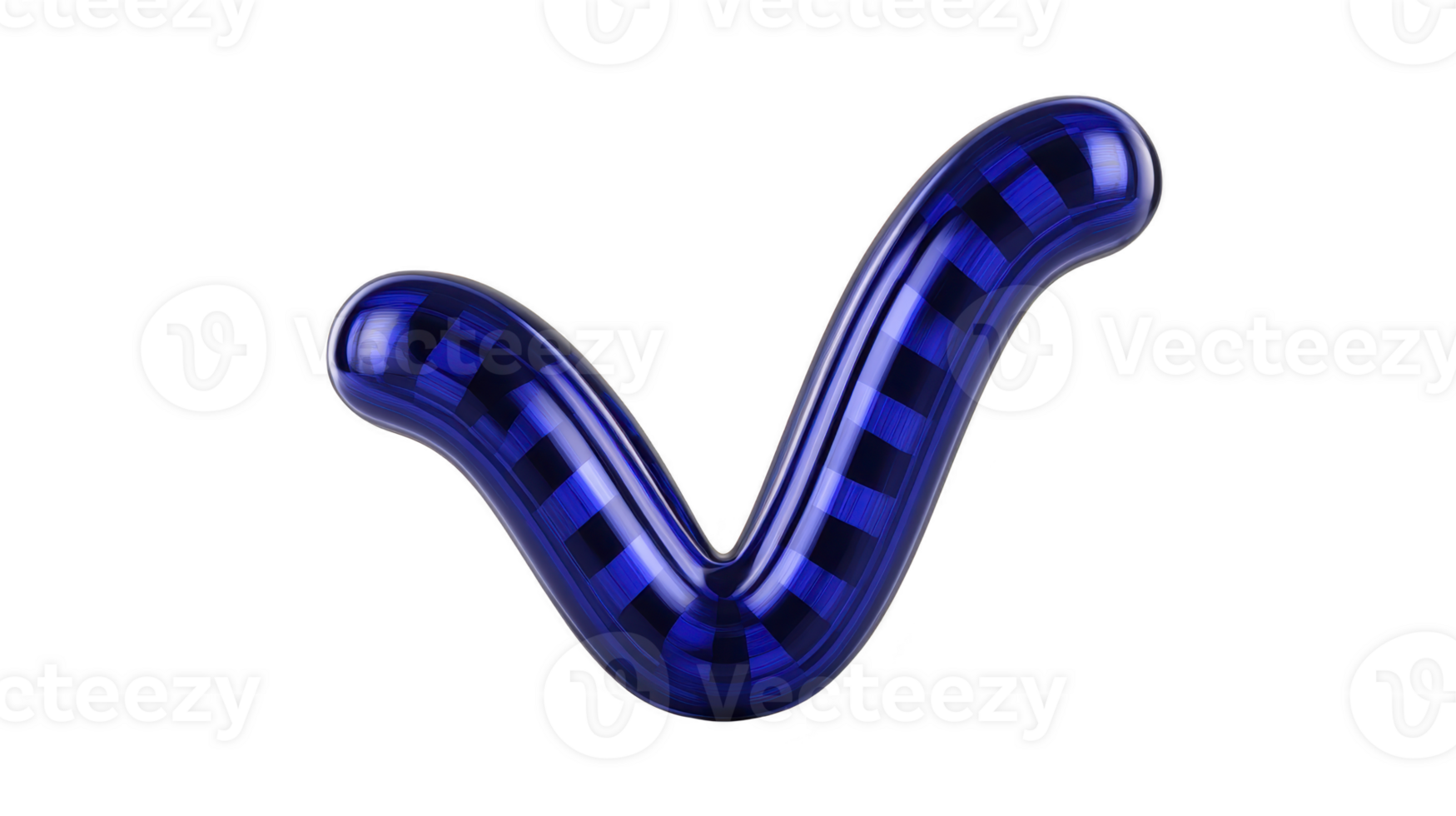 Blue metallic check mark with glossy finish, abstract design, isolated on transparent background, modern and futuristic style, symbolizing approval or success png