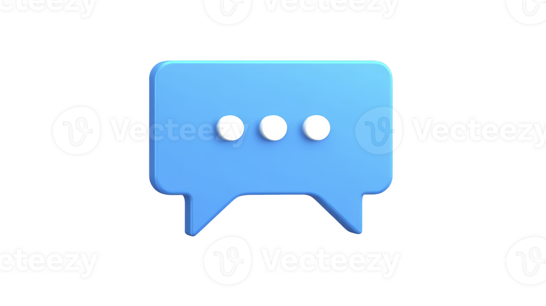 Blue chat bubble icon with three dots, symbolizing online messaging, communication, and conversation in modern, minimal style, isolated on transparent background png