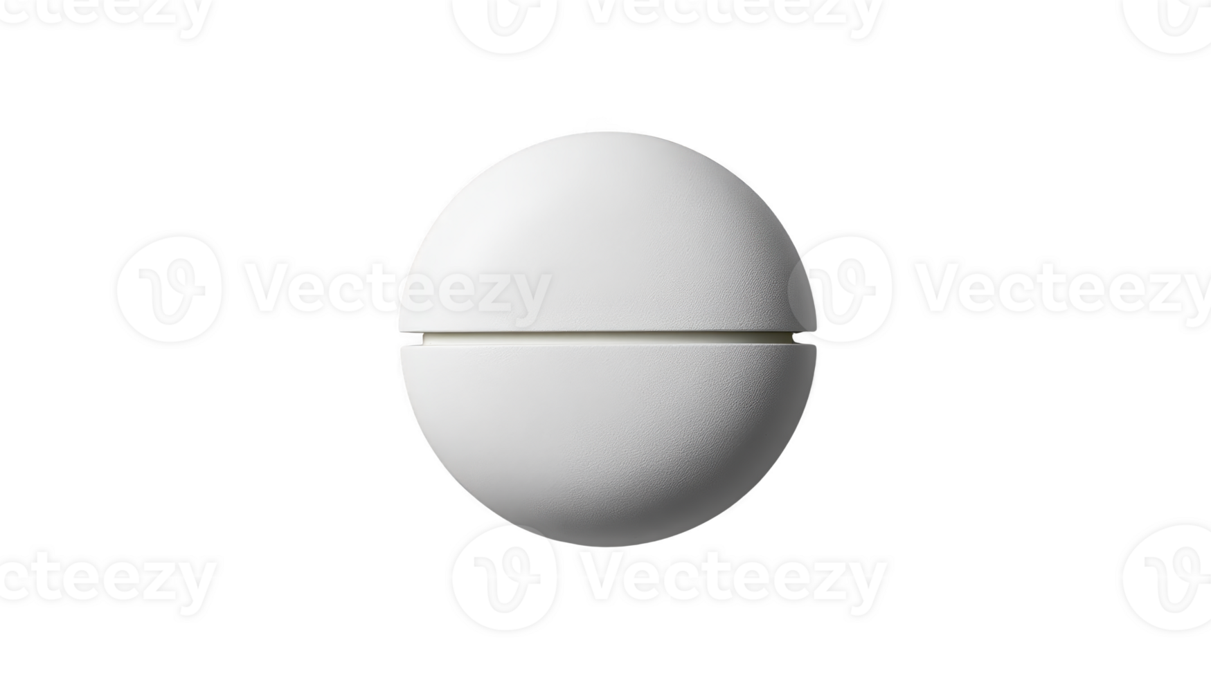 Minimalist white sphere with horizontal split, modern geometric shape, isolated on transparent background, clean and simple design, abstract, futuristic, calm and balanced png