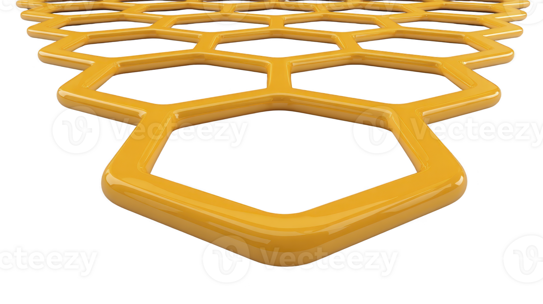 Yellow honeycomb pattern geometric hexagon structure glossy surface abstract background modern design 3D rendering symmetry clean minimal creative vibrant png