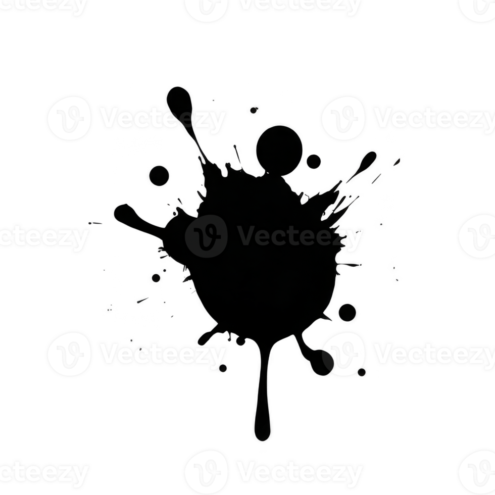 Black ink splatter abstract shape isolated on transparent background creative design element artistic paint splash dynamic expressive suitable for backgrounds overlays or graphic projects png