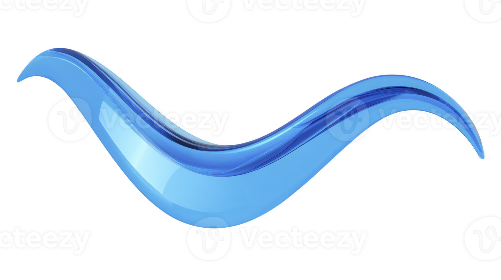 Blue wave shape abstract fluid curve glossy water element modern design smooth flowing line transparent effect creative background dynamic motion digital art elegant style png