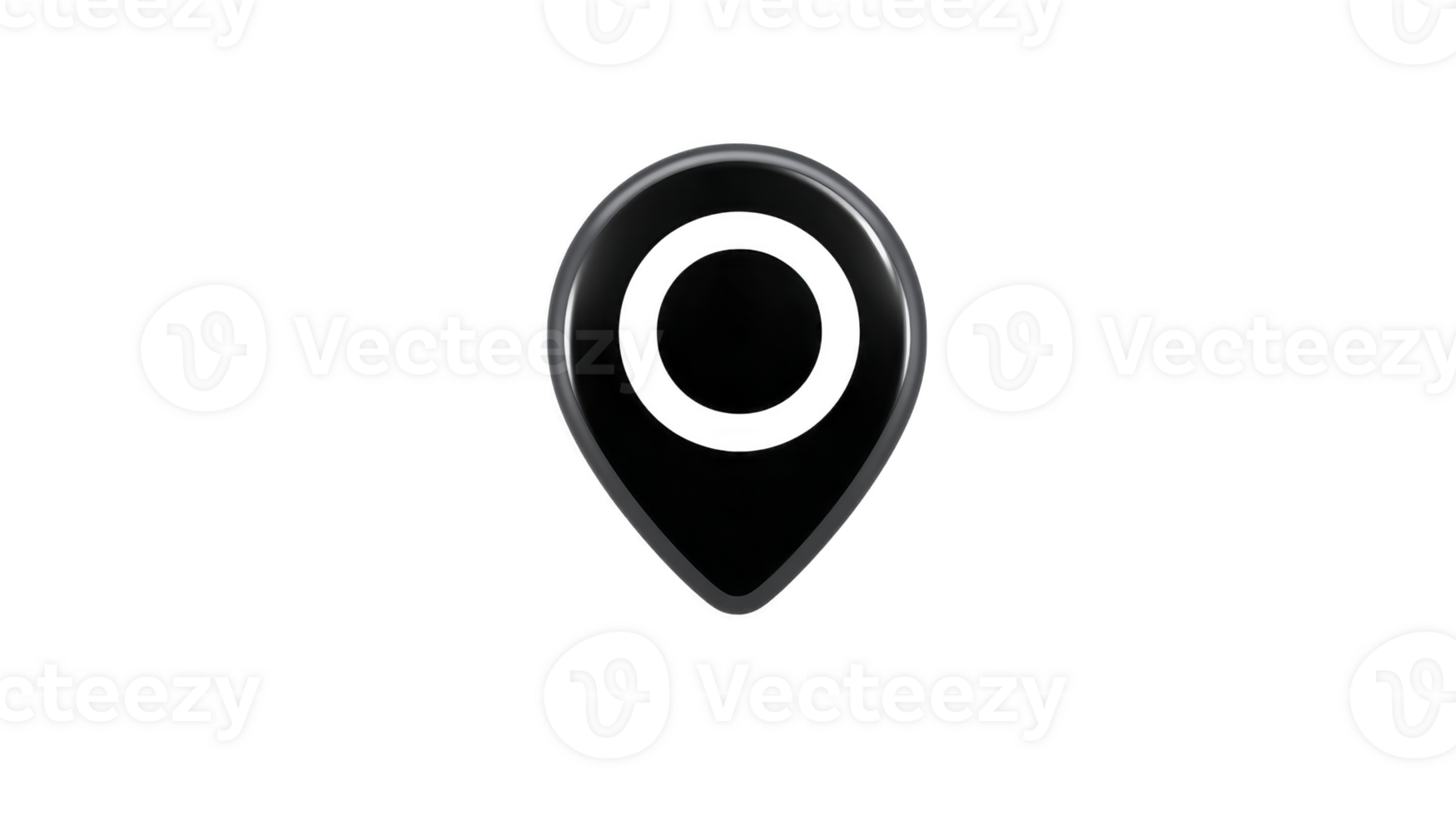 Black location pin icon simple map marker symbol isolated on transparent background modern navigation pointer minimal design useful for travel direction or GPS interface png