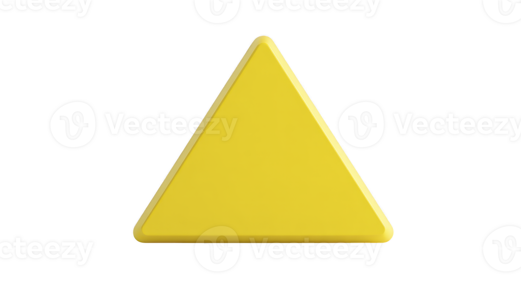 Yellow triangle geometric shape simple design isolated on transparency background 3D illustration bright color minimal style educational playful cheerful png