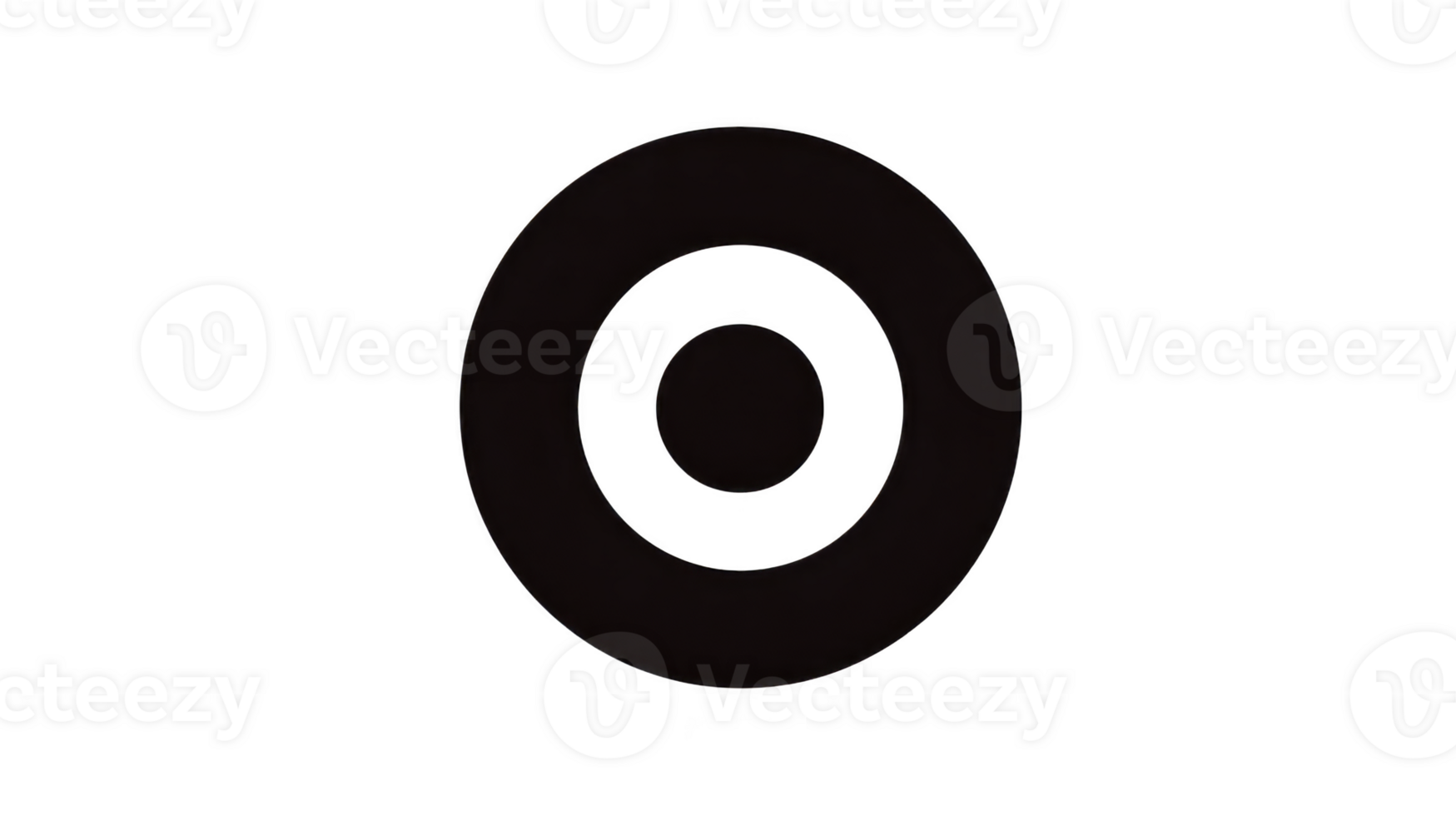 Black concentric circle symbol with bold outline, simple geometric design, isolated on transparent background, modern minimal style, abstract target icon png
