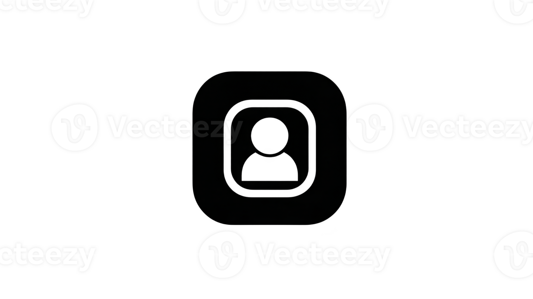 User profile icon in black square button, simple avatar symbol, minimalistic design, digital interface element, modern, isolated on transparency background, suitable for web and app use png